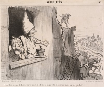 Voila... benim saksı... biraz güneş alacak... by Honoré Daumier