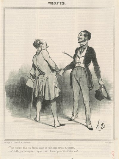 Akşam yemeğine geleceksin, karım kasabada akşam yemeği yiyor... by Honoré Daumier
