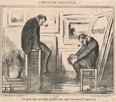 Bir atölyede çekilmiş bir görüntü... by Honoré Daumier