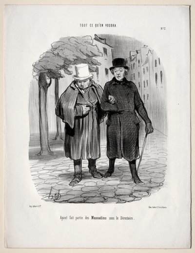 Ne yapacaksın, levha 7: Dizin altında züppe rolünü almış olmak by Honoré Daumier