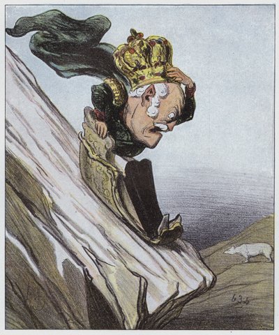Biraz Tehlikeli Bir Yamaçta (renkli taş) by Honore (after) Daumier