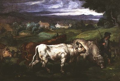 Peyzajda Sığır ve Bir Dürbün by Honore (circle of) Daumier