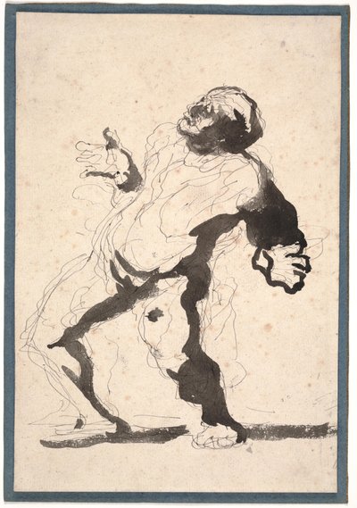 Bir Aktör (kalem ve mürekkep ve kağıt üzerinde yıkama) by Honoré Daumier