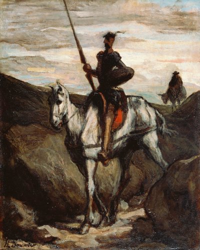 "Dağlarda Don Kişot" (Dağlarda Don Kişot) Tablosu Honore Daumier (1808-1879) 1850 dolaylarında - Ahşap üzerine yağlıboya Dim 39.6x31,2 cm Bridgestone Museum of Art by Honoré Daumier