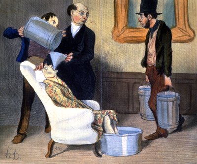 Hidroterapi, su emerek iyileştirme, 1850 dolayları (resim) by Honoré Daumier