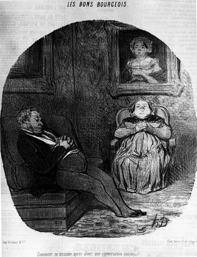 Les Bons Bourgeois: uyuyan çift - Daumier tarafından, 05/11/1846 tarihli “” Charivari”de. by Honoré Daumier