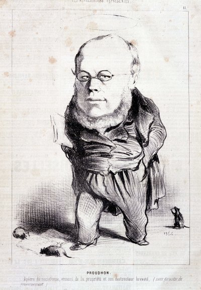 Proudhon, “” sosyalizmin havarisi, mülkiyet düşmanı ve onun patentli yıkıcısı”” – Daumier tarafından, 06/01/1849 tarihli “” Charivari”de by Honoré Daumier