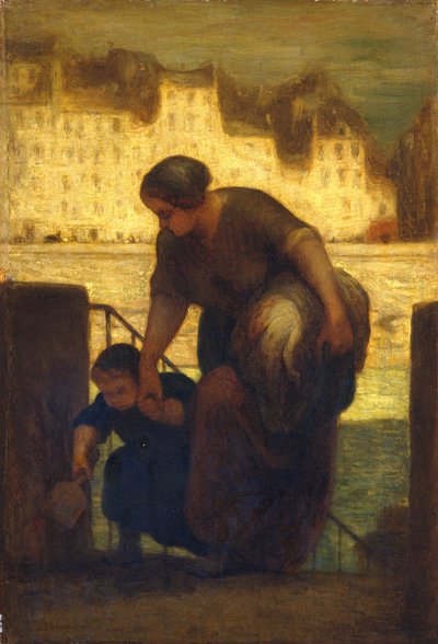 Çamaşırcı, c.1863 (tahta üzerine yağlı boya) by Honoré Daumier