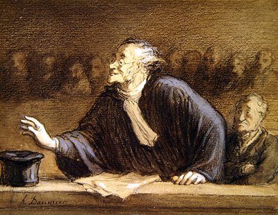 Avukat (kağıt üzerine suluboya ve tebeşir) by Honoré Daumier