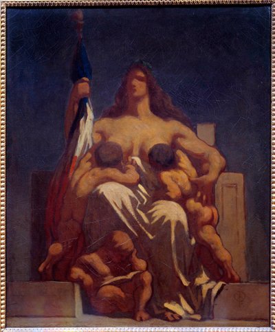 Republique Allegorie de France çocuklarını emziriyor. Honore Daumier (1808-1879) 1848 Sun tarafından eskiz. 0.73x0.60 m Paris, Orsay Müzesi by Honoré Daumier