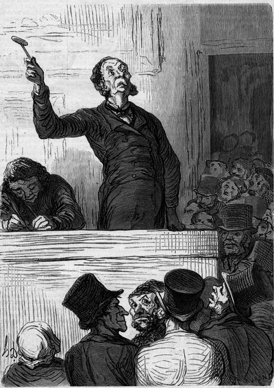 Müzayede evi: müzayedeci (müzayedeci). Honore Daumier