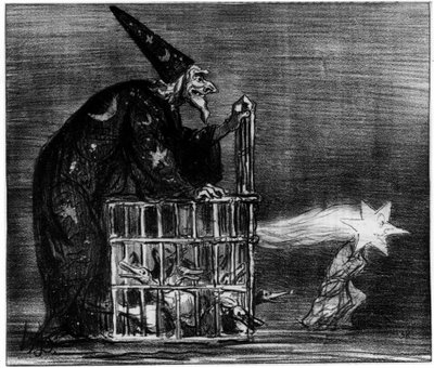 Kuyruklu yıldızı tasvir eden cadı, Honore Daumier