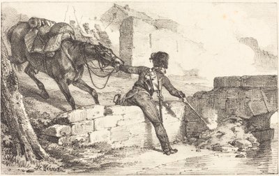 Topçu Mayını Yakıyor by Emile Jean Horace Vernet