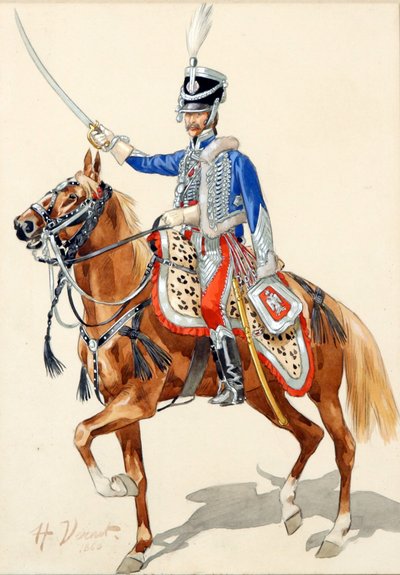 Hussard russe levant son saber - Rus Hussar Raising onun Saber par Vernet, Horace (1789-1863), - Kağıt üzerine suluboya ve mürekkep, 30x21 - Özel Koleksiyon by Emile Jean Horace Vernet