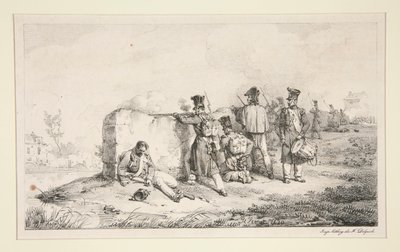 Çatışmalarda askerler by Emile Jean Horace Vernet