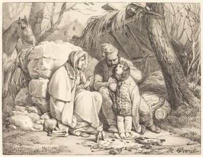 Askerin Ailesi Kampta by Emile Jean Horace Vernet