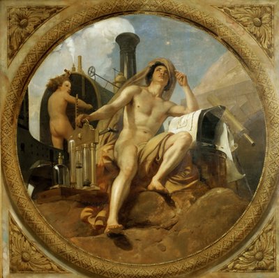 Yeryüzünde Buhar Dehası Tavan resmi, Salle des Pas perdus, 1839-1847. by Emile Jean Horace Vernet