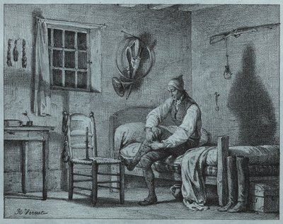 Yataktan Kalkan Limier'in Hizmetkarı by Emile Jean Horace Vernet