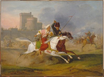 Türk ve Kazak - Horace Vernet (1789-1863), tuval üzerine yağlı boya by Emile Jean Horace Vernet