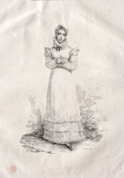 genç kadın, ayakta by Emile Jean Horace Vernet