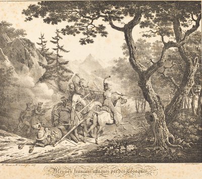Yaralı Fransız Bir Kazak Tarafından Saldırıya Uğradı by Horace Vernet and Hippolyte Lecomte