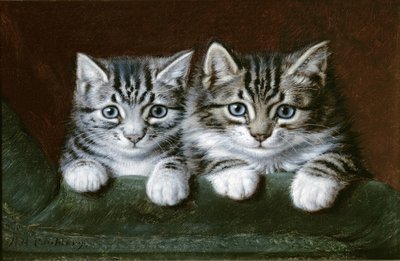 İki Tekir Kedi (tuval üzerine yağlı boya) by Horatio Henry Couldery
