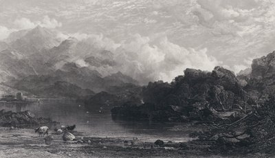 A Highland Loch, Mist resting on Mountains  by Horatio Macculloch