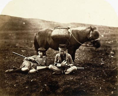 Charlie ve Peel Ross, Bir Avdan Sonra At ile, 1856-1859 dolayları by Horatio Ross