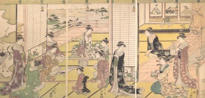 Şiirin Üç Tanrısını Onurlandırmak: Şiir Yazan Kadınlar, yak. 1792. by Hosoda Eishi