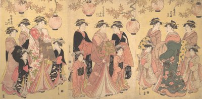 Sonbaharda Yoshiwara Geçit Töreni, yaklaşık. 1793. by Hosoda Eishi