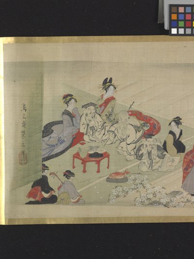 Keyif Gezisinde Üç Şans Tanrısı (kağıt üzerine mürekkep ve açık renkler) by Hosoda Eishi