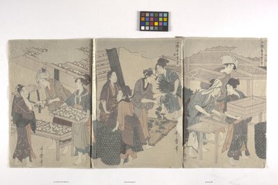 Triptik (kağıt üzerine mürekkep) by Hosoda Eishi