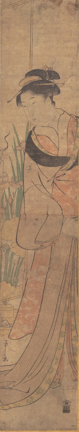 Genç Hanım ve İris Bahçesi. by Hosoda Eishi