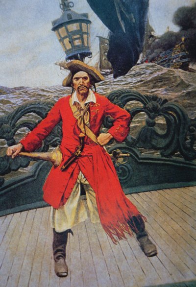 Bir Korsan Şefi (renkli taş) by Howard (after) Pyle