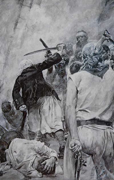 Bir Korsan Dövüşü (lito) by Howard (after) Pyle