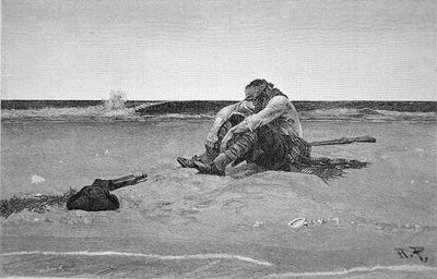 Bir Çöl Adasında Mahsur Kalmış Korsan by Howard (after) Pyle