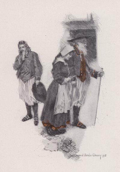 Henry Wadsworth Longfellow'un yazdığı Evangeline, A Tale of Arcadie için İllüstrasyon (taş taş) by Howard Chandler (after) Christy