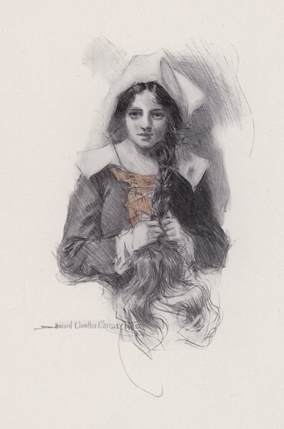 Henry Wadsworth Longfellow'un yazdığı Evangeline, A Tale of Arcadie için İllüstrasyon (taş taş) by Howard Chandler (after) Christy