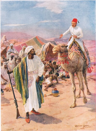 'Yalnız ve Silahsız Gordon Köleler Kampına Girdi', C. Sheridan Jones, pub. 1922 (lito) by Howard Davie
