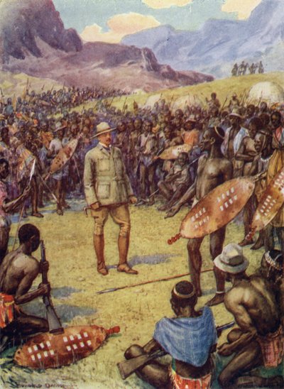 Cecil Rhodes, Matabeles ile (renkli taş) by Howard Davie