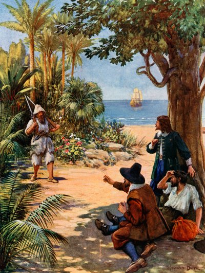 Robinson Crusoe için İllüstrasyon by Howard Davie