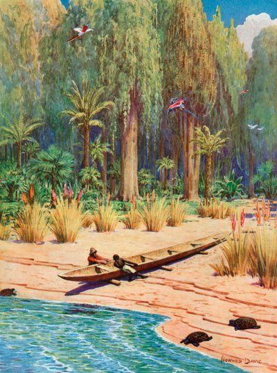 Robinson Crusoe için İllüstrasyon by Howard Davie