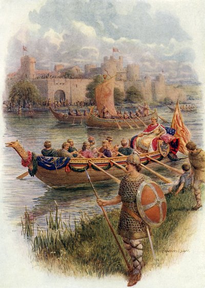 Dee Nehri üzerindeki Kral Edgar (renkli taş) by Howard Davie