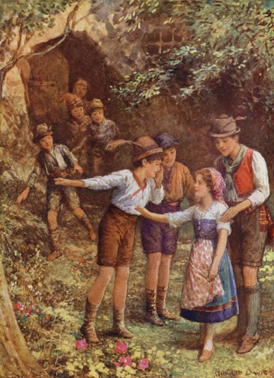 Mortella ve yedi erkek kardeşi, "Mersin Ağacının Çocuğu"ndan (renkli taş) by Howard Davie