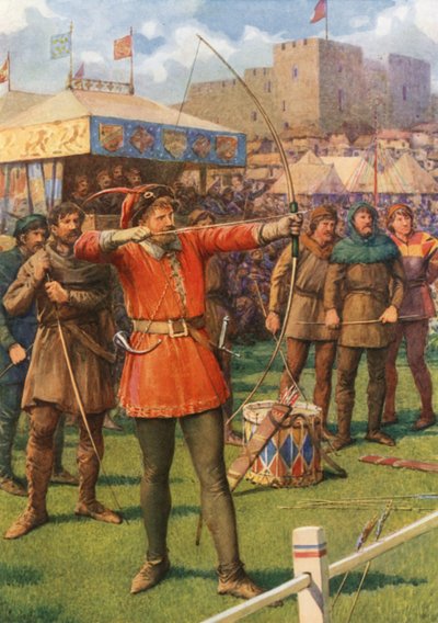 "Mayıs Günü Gösterilerinde Robin Hood" (renkli taş) by Howard Davie