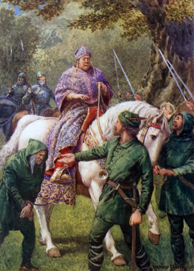 "Robin Hood, Hereford Piskoposu ile tanışır" (renkli taş) by Howard Davie