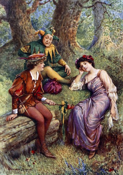 Rosalind, Celia ve Touchstone (renkli taş) by Howard Davie