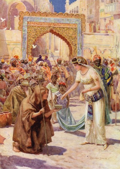 Aziz George ve Prenses Sabra (renkli taş) by Howard Davie