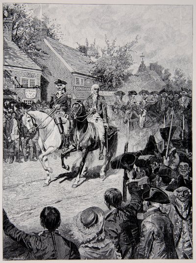General Washington ve Vali Clinton başkanlığındaki Sivil Alayı by Howard Pyle