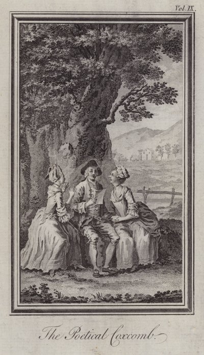 Şiirsel Coxcomb (gravür) by Hubert (after) Gravelot